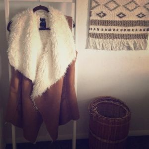 Oversized faux fur vest